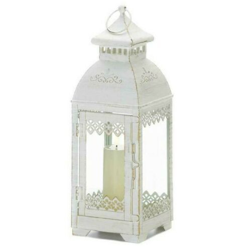 Victorian Style Square White Candle Lantern - 13 inches