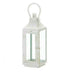 Distressed White Metal Candle Lantern - 12 inches - Minihomy