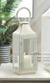 Distressed White Metal Candle Lantern - 12 inches - Minihomy