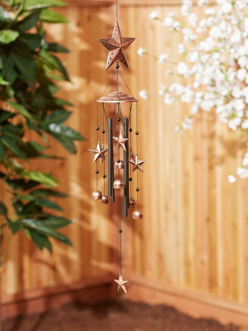 Bronze Wind Chimes with Stars and Bells - 34 inches - Minihomy