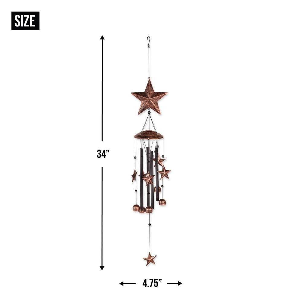 Bronze Wind Chimes with Stars and Bells - 34 inches - Minihomy