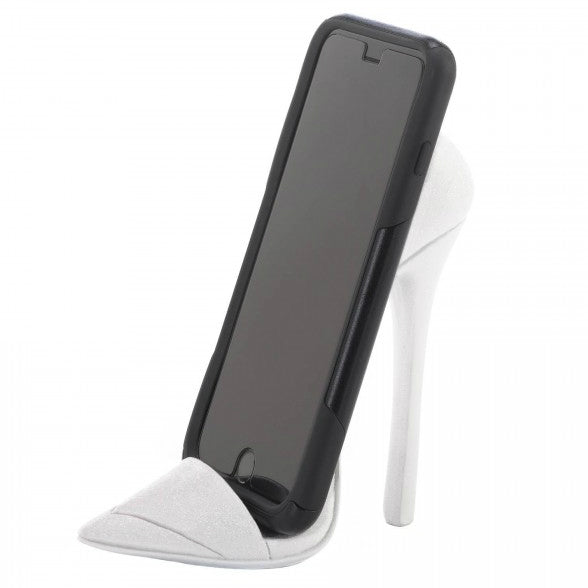 Sparkly High Heel Shoe Phone Holder - White