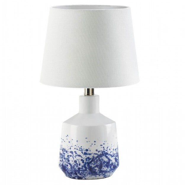 White and Blue Splash Porcelain Table Lamp