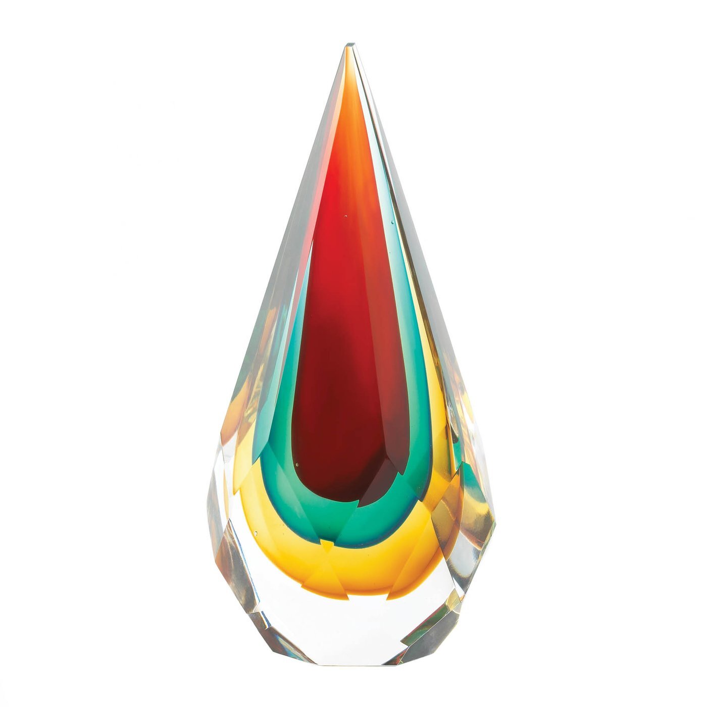 Faceted Teardrop Art Glass Sculpture