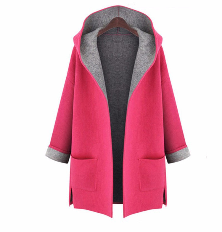 Women Autumn Winter Jacket Hooded cardigan