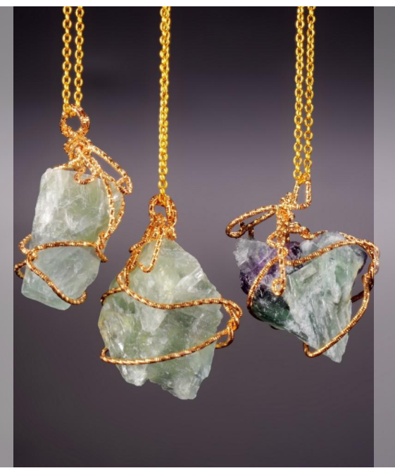 Natural stone pendant irregular crystal rough necklace - Minihomy