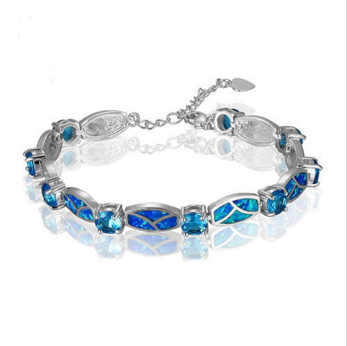 Copper Plated Silver Blue Opal  Bracelet