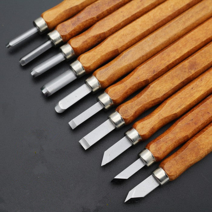 Mahogany 6 Sticks Carving Knife Handmade Woodcut Knife Eraser Engraving Set Woodcarving Tool - Minihomy