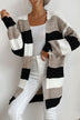 Striped Long Sleeve Duster Cardigan - Minihomy