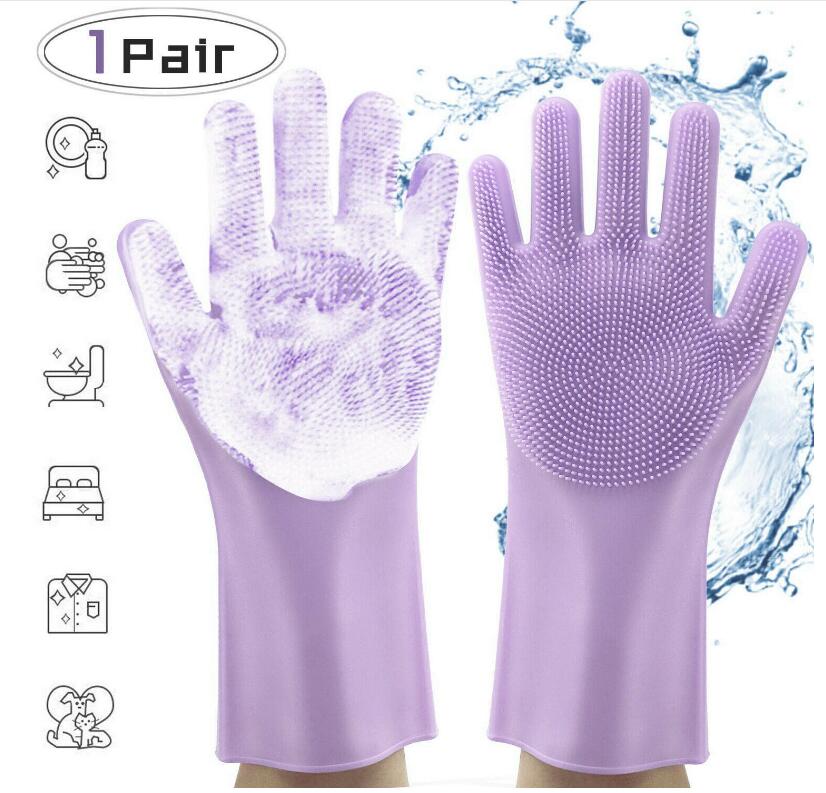 Silicone Heat-resistant Cleaning Brush Scrubbing Gloves - Minihomy