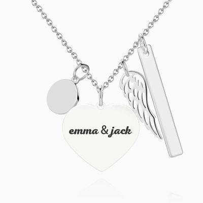 Women's Photo Engraved Tag Necklace With Engraving Silver