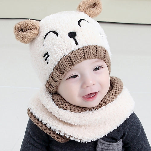Wool scarf baby hat