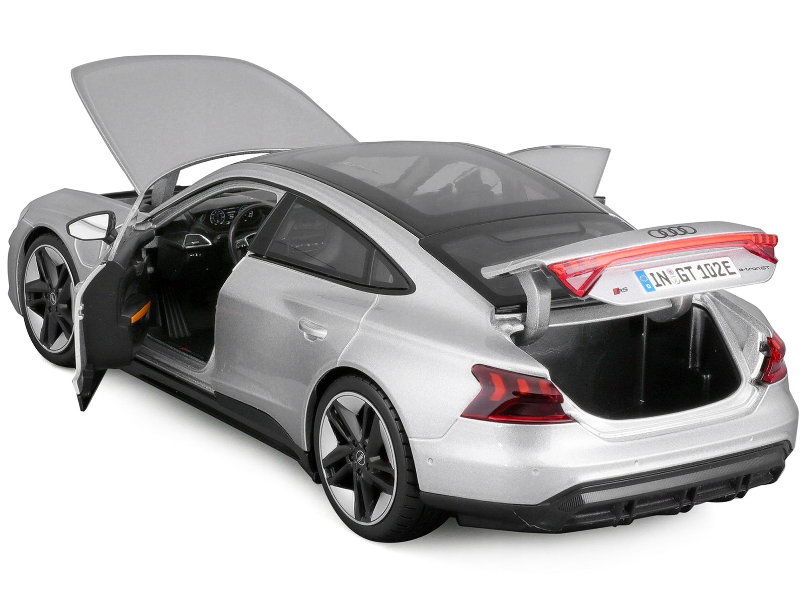 2022 Audi RS e-tron GT Silver Metallic with Sunroof 1/18 Diecast Model Car by Bburago