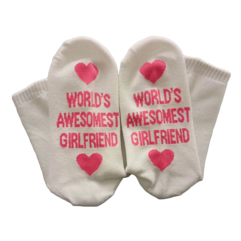 Men Women Cotton Socks Printing Letter Funny Socks For Boyfriend Girlfriend Valentine's Day Gift