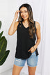 Blumin Apparel Chance of Sun Full Size Ribbed V-Neck Tank in Black - Minihomy