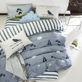 Four-piece cotton striped plaid bed