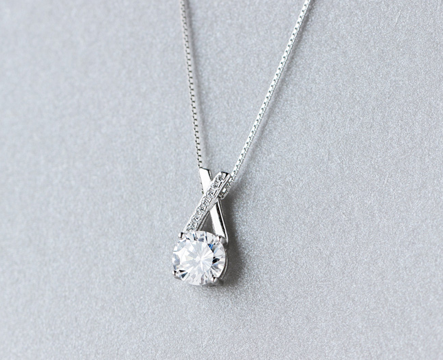 S925 Silver Pendant South Korea female wind Mori sweet short chain cross diamond necklace collar female D1513