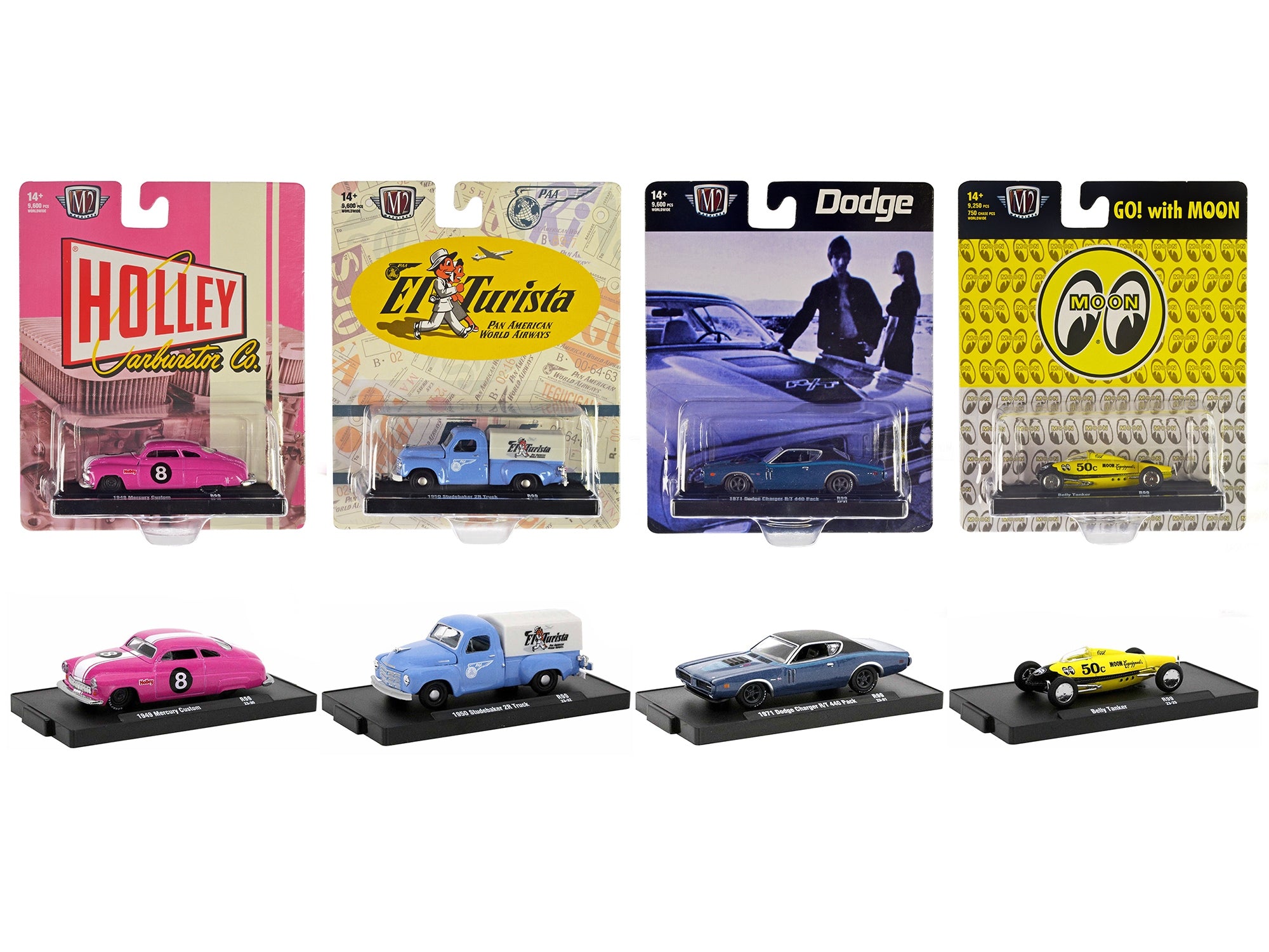 "Auto-Drivers" Set of 4 pieces in Blister Packs Release 99 Limited Edition to 9600 pieces Worldwide 1/64 Diecast Model Cars by M2 Machines