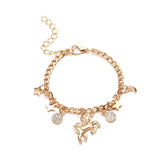 Silver Gold Color Unicorn Charms Bracelet With Moon Star