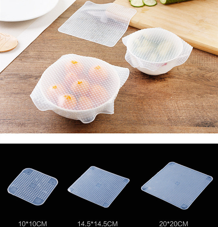 Food Reusable Silicone Stretch Cling Film Saran Wrap Kitchen Microwave Oven Fridge Seal Bowl Cover Pad Kitchen Tools