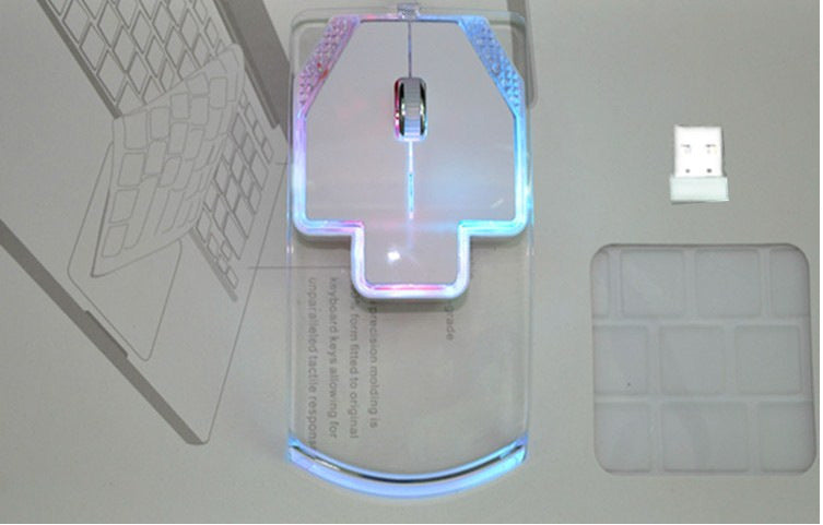 Creative Ultra-thin Transparent 2.4GHz Wireless Optical Luminous Mouse for PC Laptop