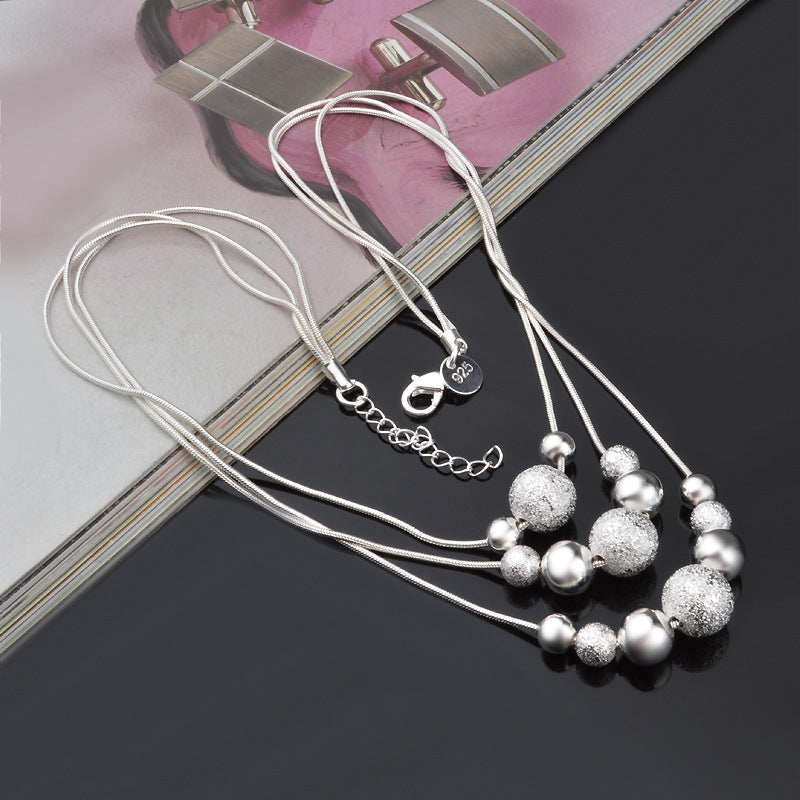 Bead Necklace Electroplating Silver Jewelry