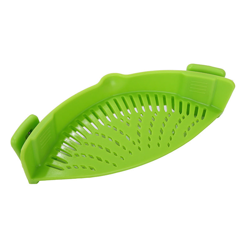 Silicone Clip-on Pot Pan Bowl Funnel Oil Strainer Creative Rice Washing Colander for Draining Liquid Fits All Pot Size