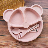 Baby Bowl Spoon  Fork Feeding Food Tableware Cartoon Panda Kids Dishes Baby Eating Dinnerware Set Anti-hot Training Bowl Spoon