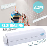 3.2 m 4 Lines Clothesline Rope Washing Indoor Space Saving Retractable Clothesline Indoor Outdoor