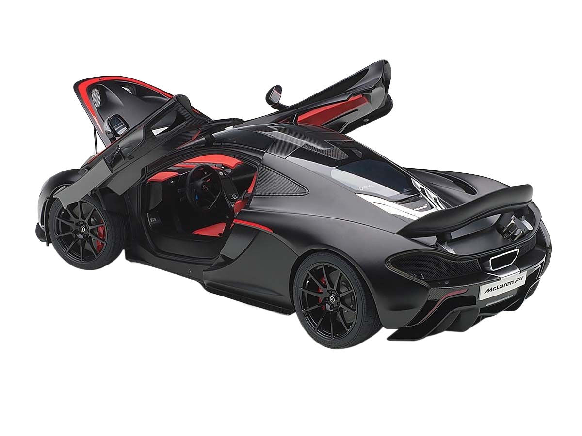 Mclaren P1 Matt Black with Red Accents 1/12 Model Car by Autoart - Minihomy