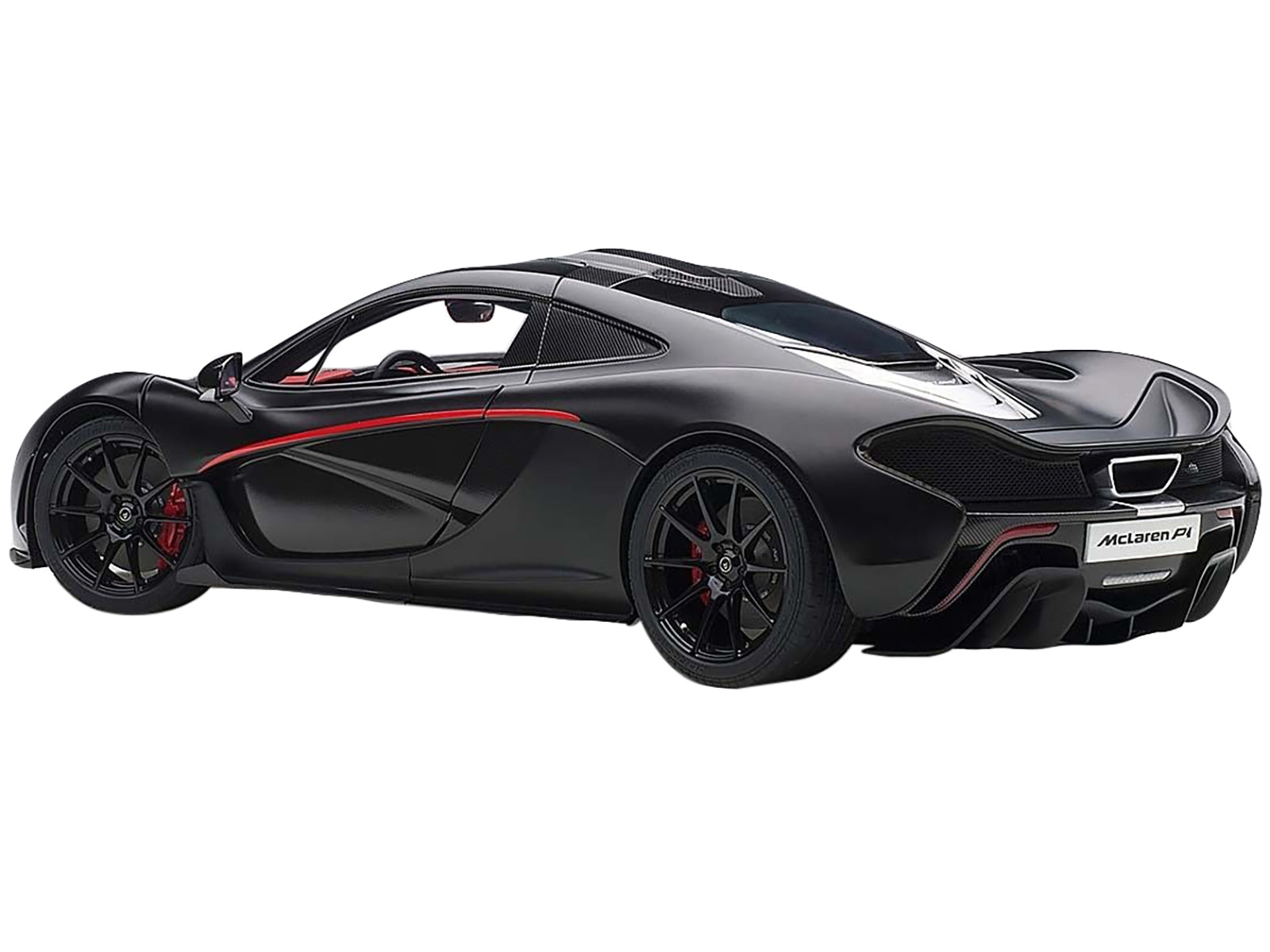 Mclaren P1 Matt Black with Red Accents 1/12 Model Car by Autoart - Minihomy