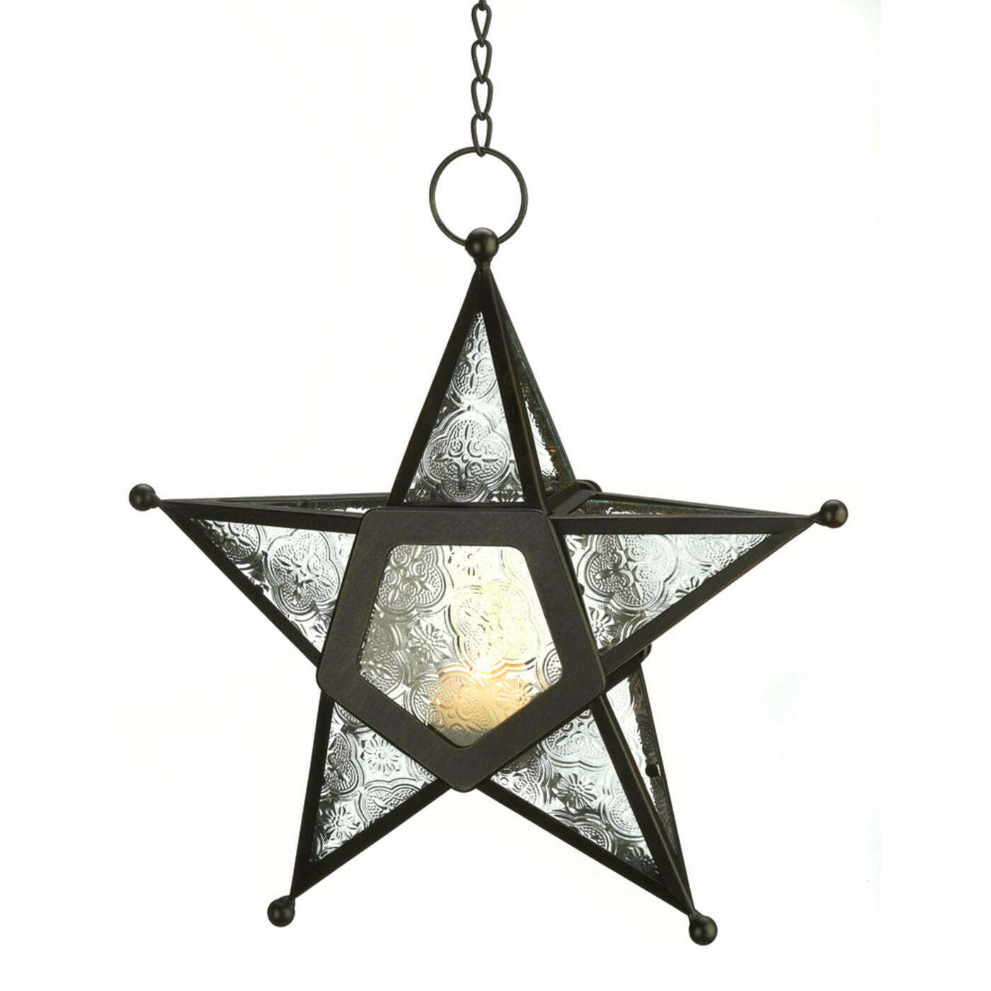 Hanging Star-Shaped Tealight Candle Lantern - 9.5 inches - Minihomy