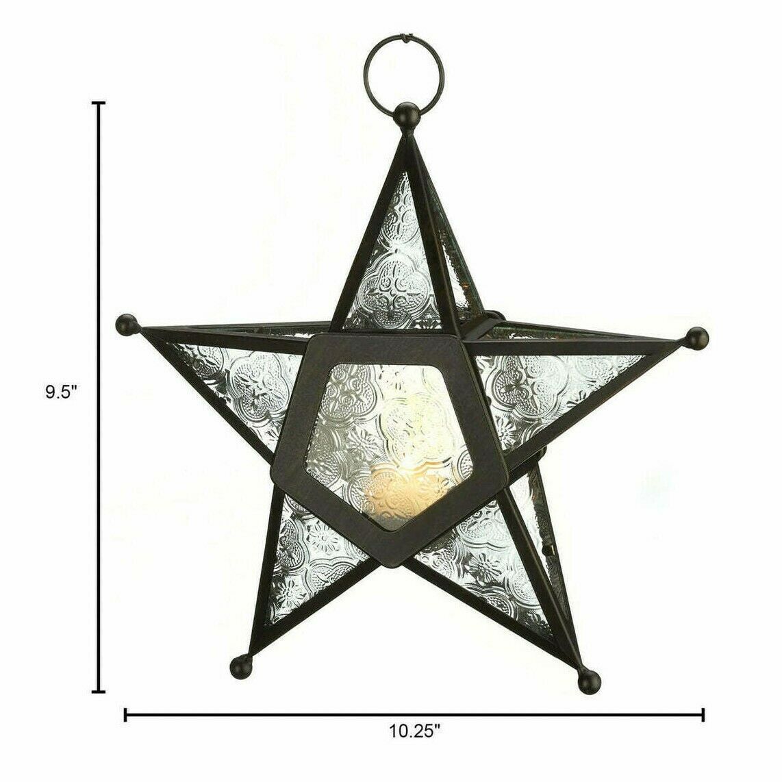 Hanging Star-Shaped Tealight Candle Lantern - 9.5 inches - Minihomy