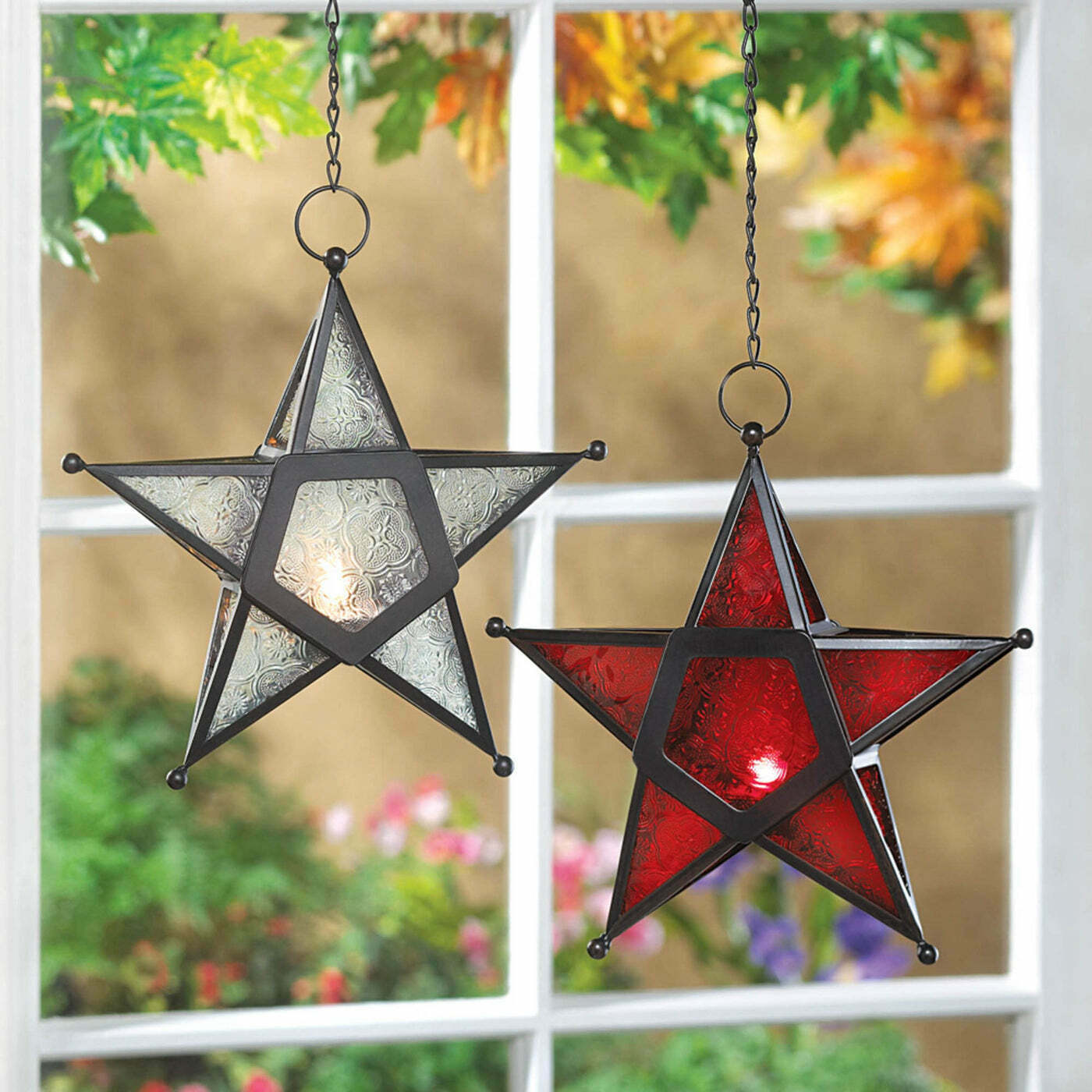 Hanging Star-Shaped Tealight Candle Lantern - 9.5 inches - Minihomy