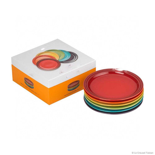 Colorful enamel rainbow plate set ceramic plate