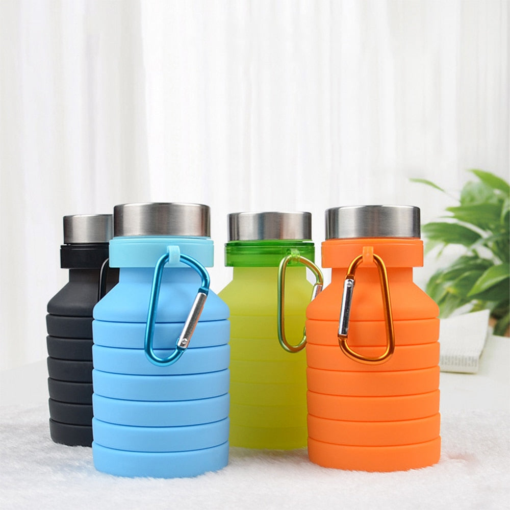 Folding Water Bottle Portable Retractable Silicone Coffee Bottle Outdoor Travel Drinking Sport Drink Kettle