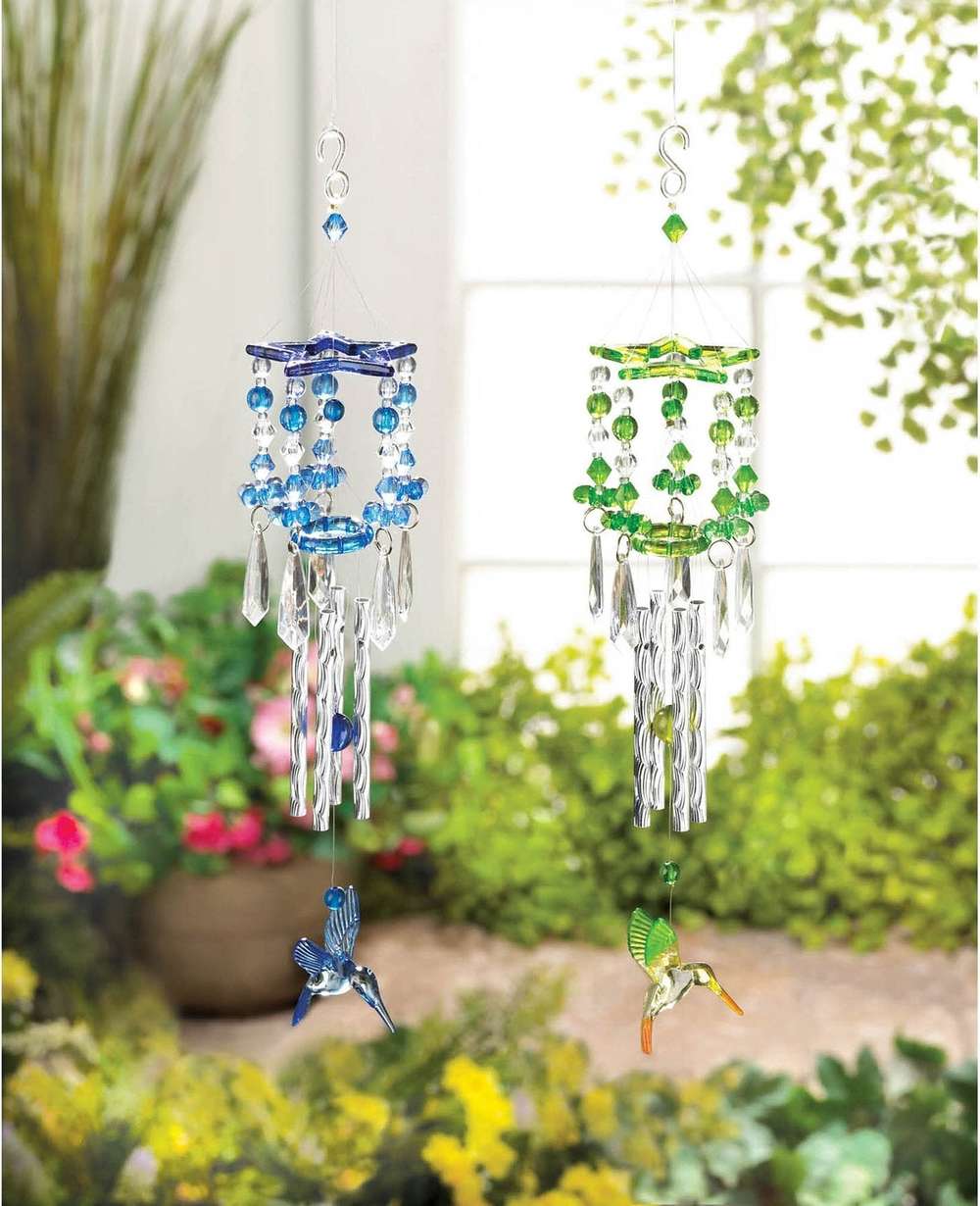 Green Acrylic Hummingbird Windchimes - Minihomy