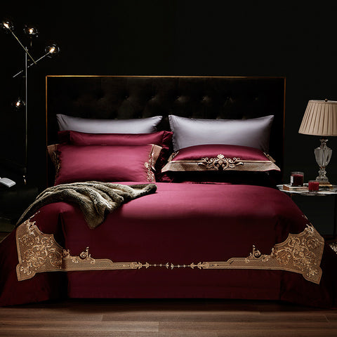 Luxury four-piece cotton embroidered bridal bed