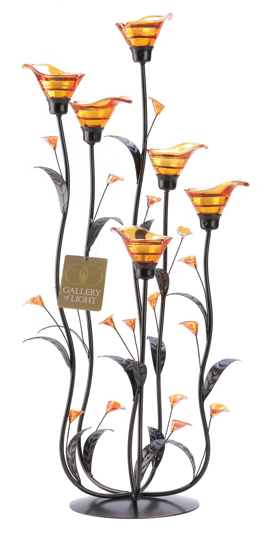 Calla Lily Candleholder with Amber Glass - Minihomy