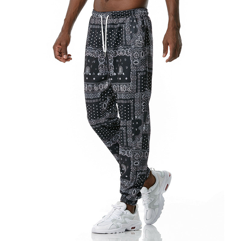 Men pants Paisley Print Lightweight Polyester Workout Joggers Sweatpants - Minihomy