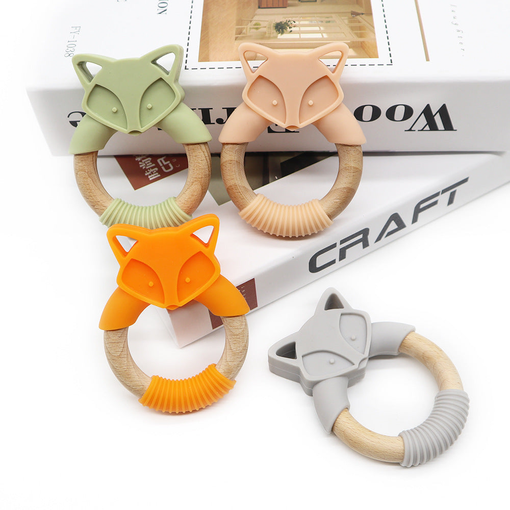 Baby Silicone Wood Ring Fox Baby Teether Molar Stick Toy - Minihomy