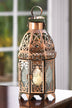 Lacy Cutout Copper-Tone Candle Lantern - 9.5 inches - Minihomy