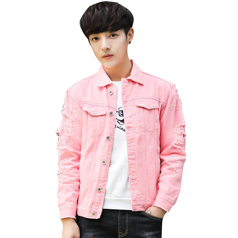 Men's hole loose denim cotton jacket