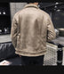 Men Faux Leather Jacket Warm Velvet Collar Outwear - Minihomy