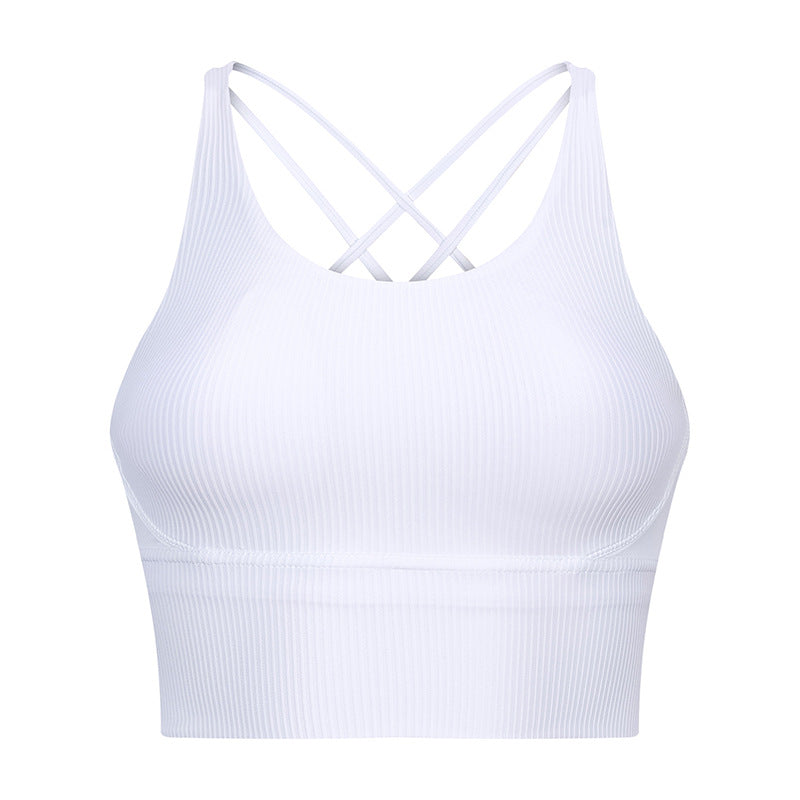 Solid Color Thin Shoulder Strap Sports Bra For Women