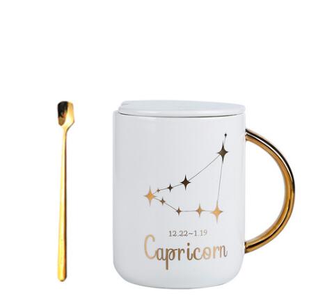 12 constellation roasted flower ceramic mug gift spoon