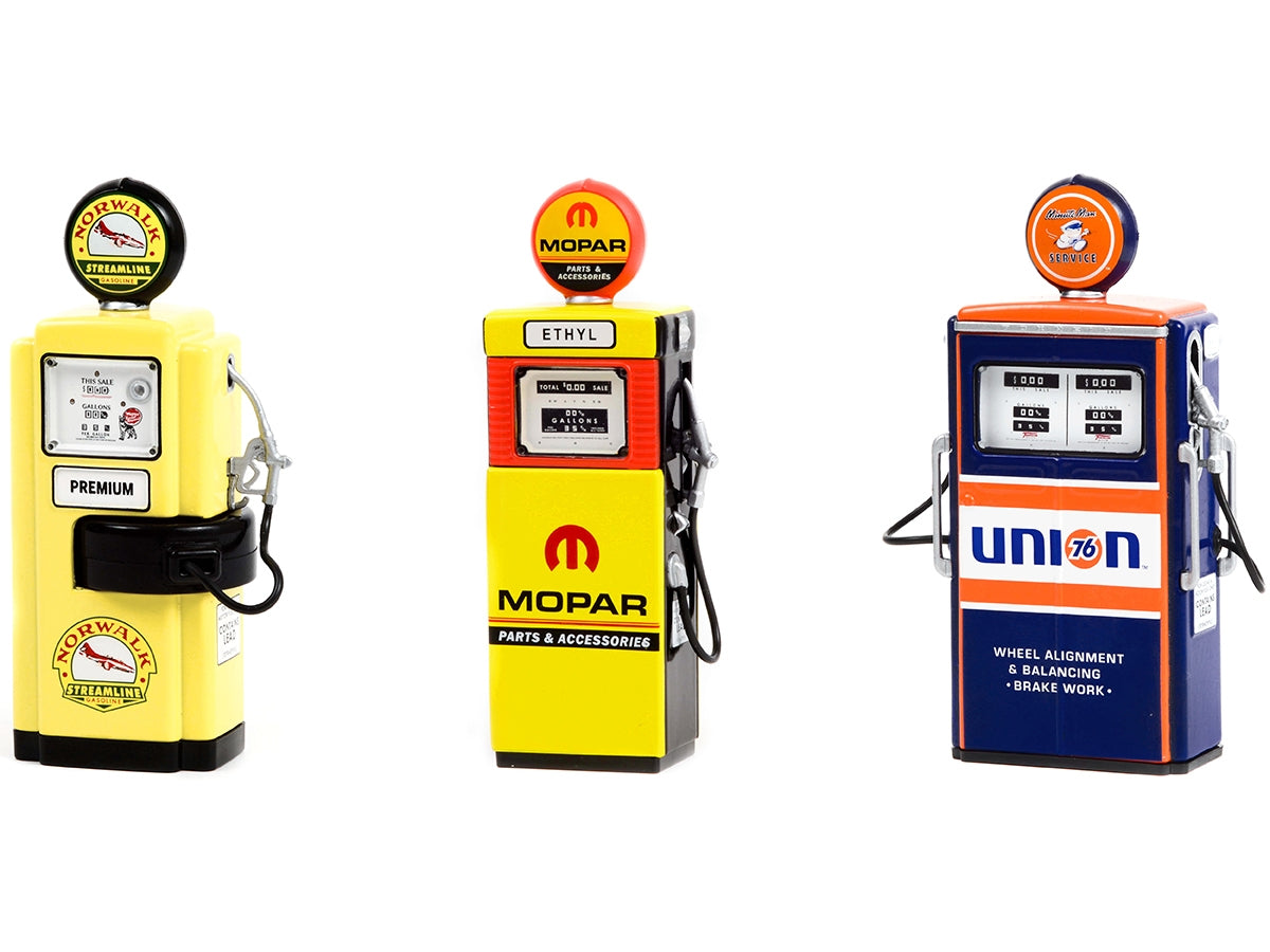 "Vintage Gas Pump" Set of 3 Pumps Series 11 1/18 Diecast Models by Greenlight - Minihomy