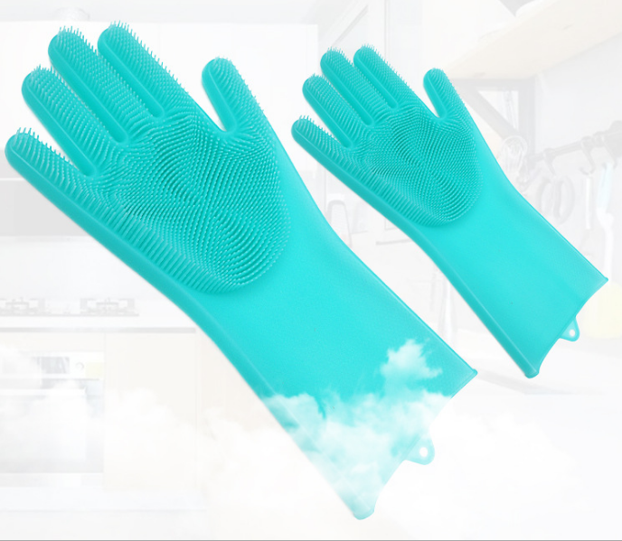 Silicone Heat-resistant Cleaning Brush Scrubbing Gloves - Minihomy