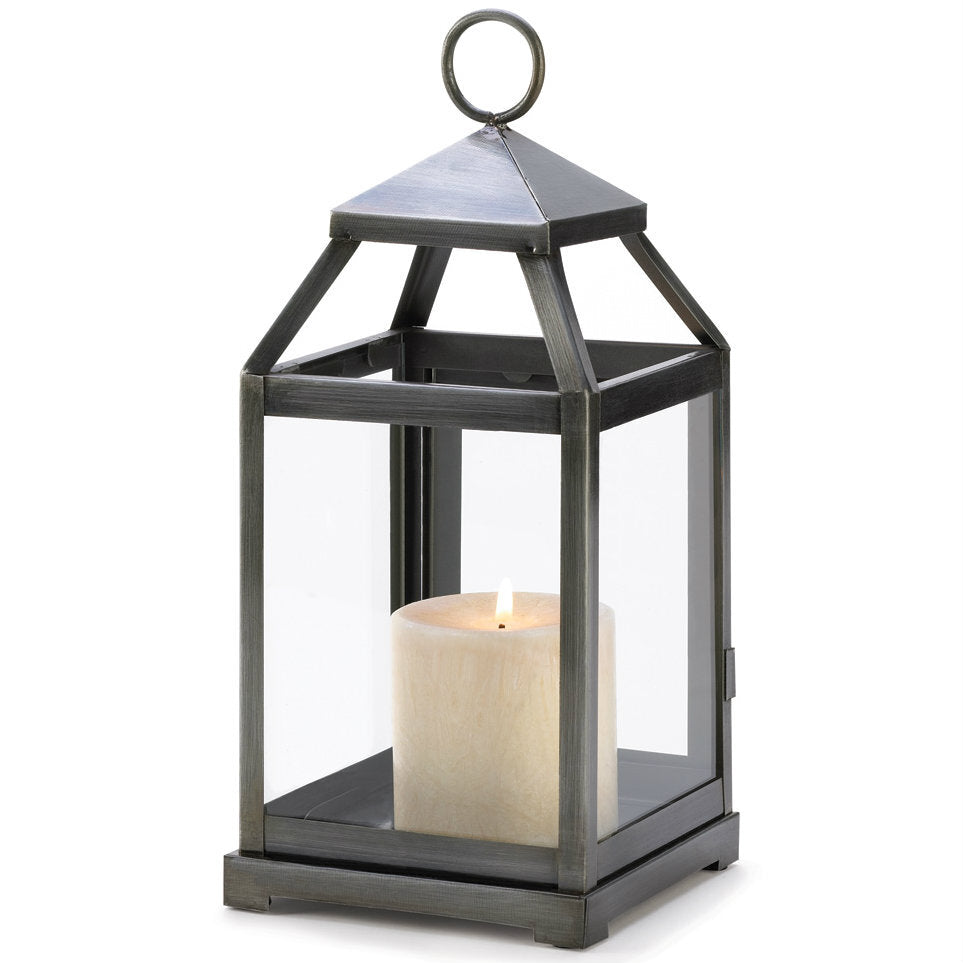 Brushed Silver Candle Lantern - 12 inches - Minihomy