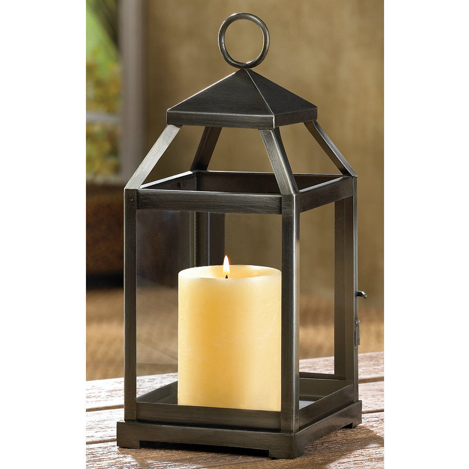 Brushed Silver Candle Lantern - 12 inches - Minihomy